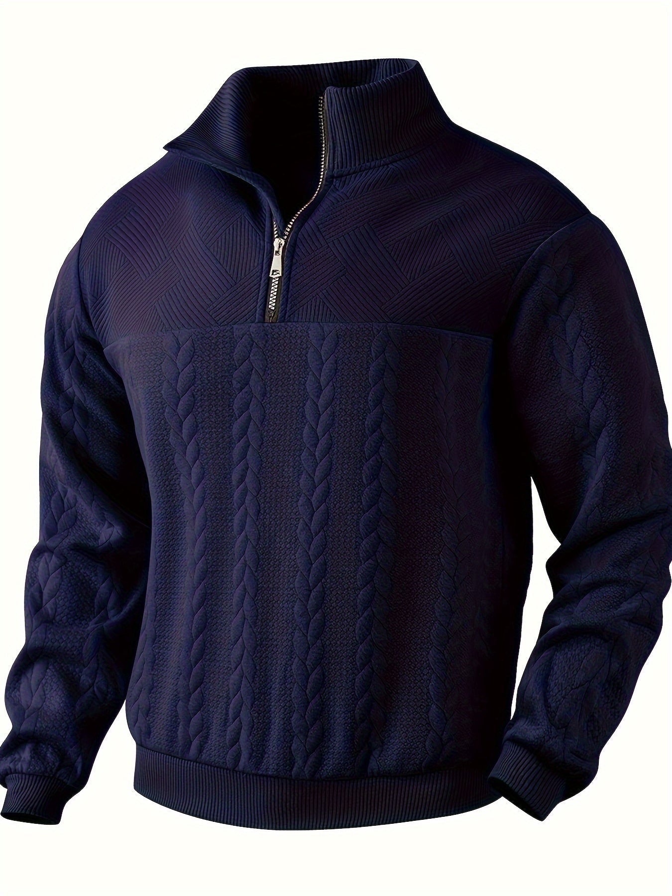 Caleb | Quarter Zip Cable Knit Sweatshirt