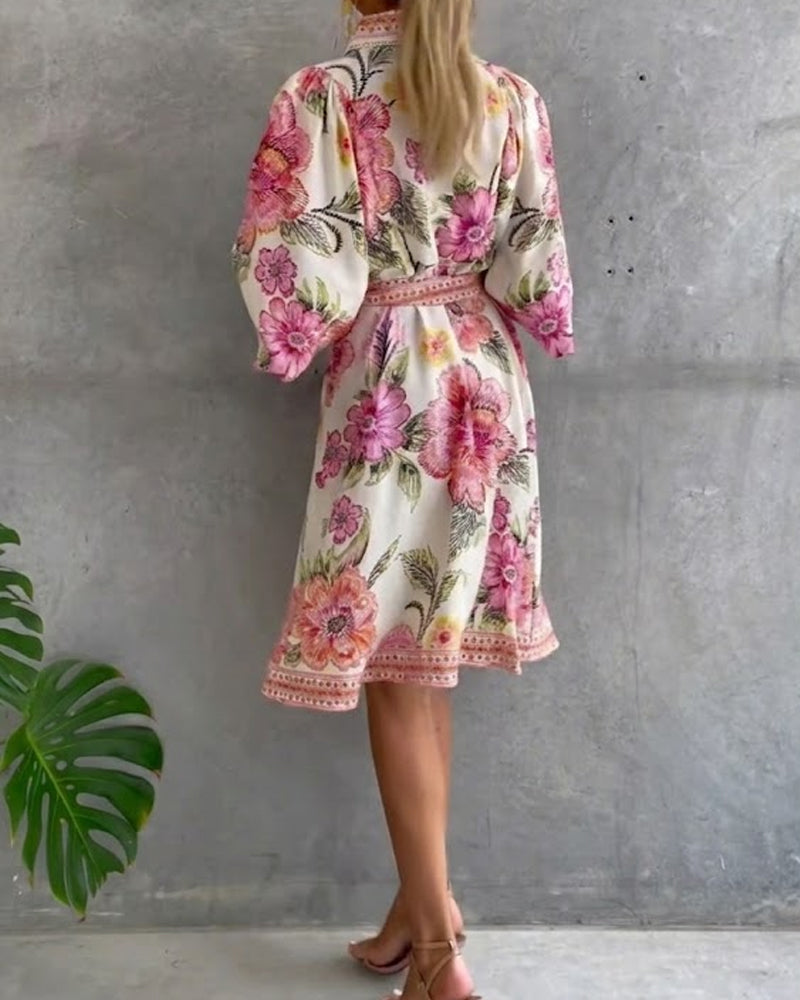 Nylera | Floral Print Button Front Midi Dress