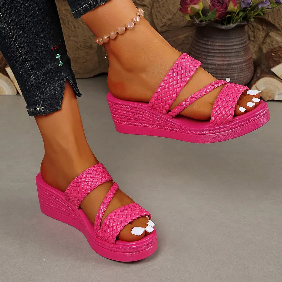 Kalwina - Wedge Braided Strap Sandals