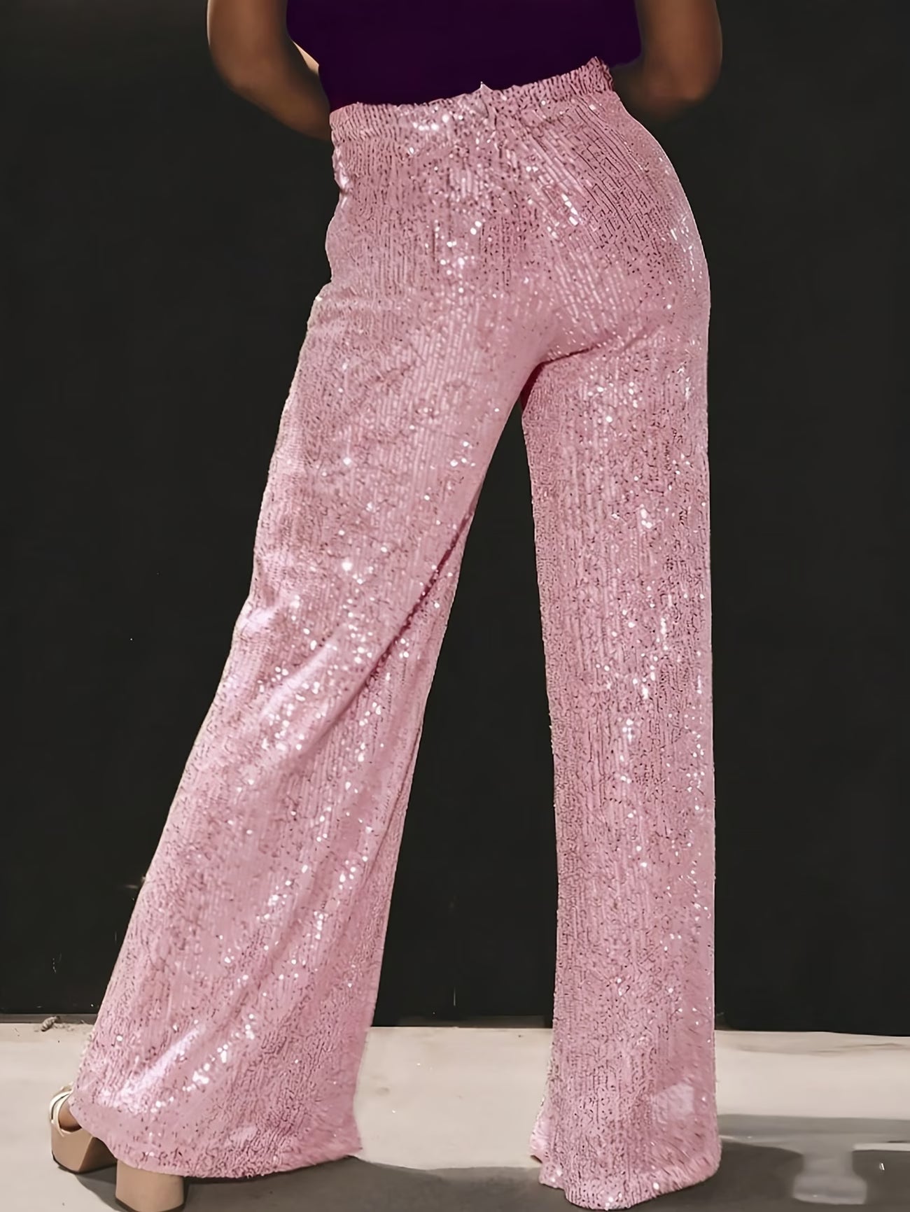 Tnora | Trousers Sequin Wide Leg High Waist