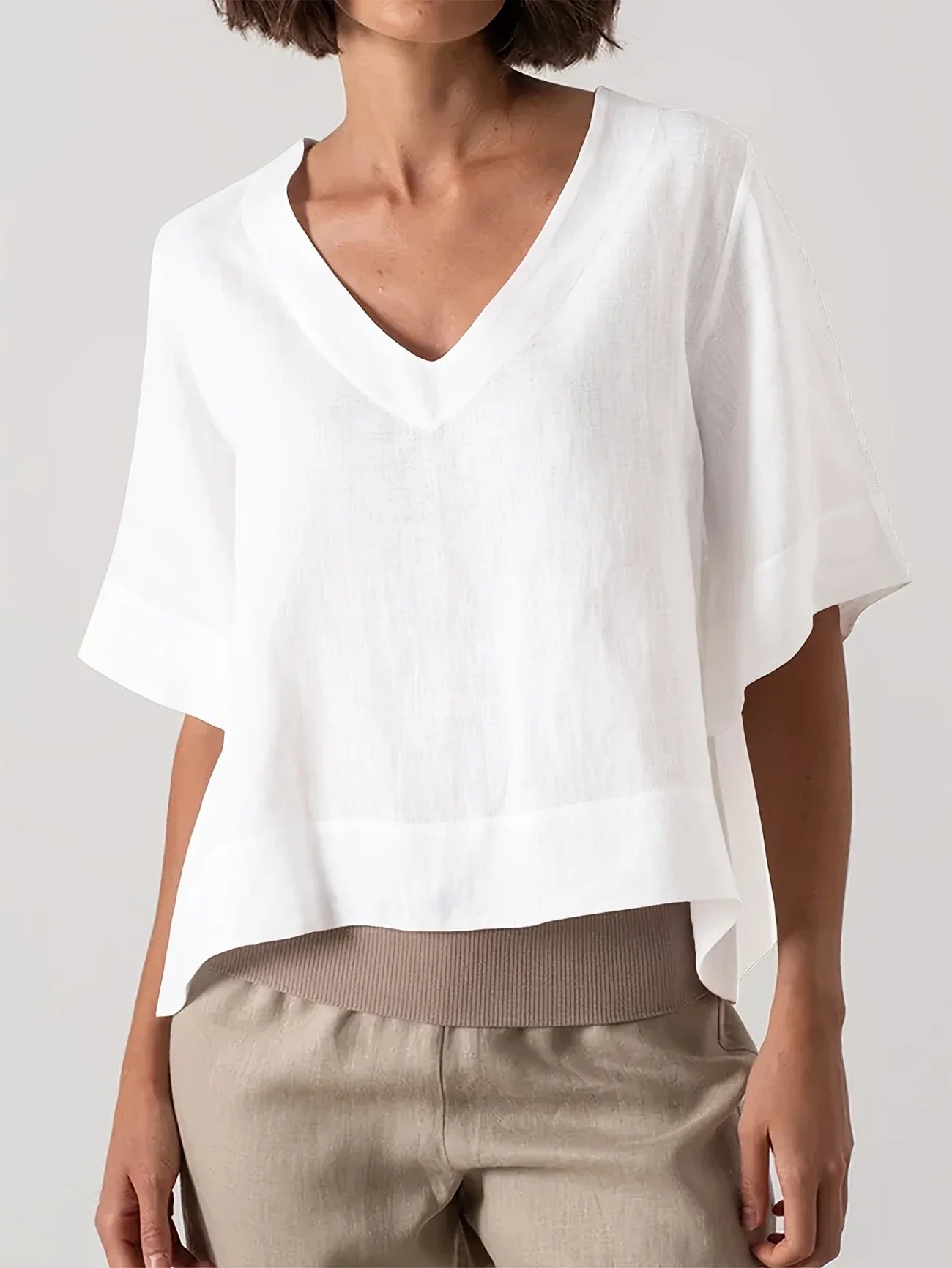 Mattea | V Neck Loose Short Sleeve Top
