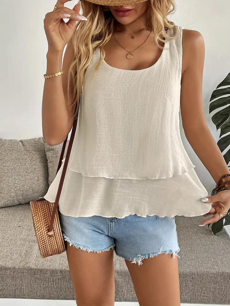 Cressida | Sleeveless Layered Swing Vest Top