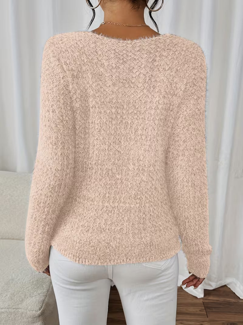 Aderah | V-Neck Textured Knit Jumper