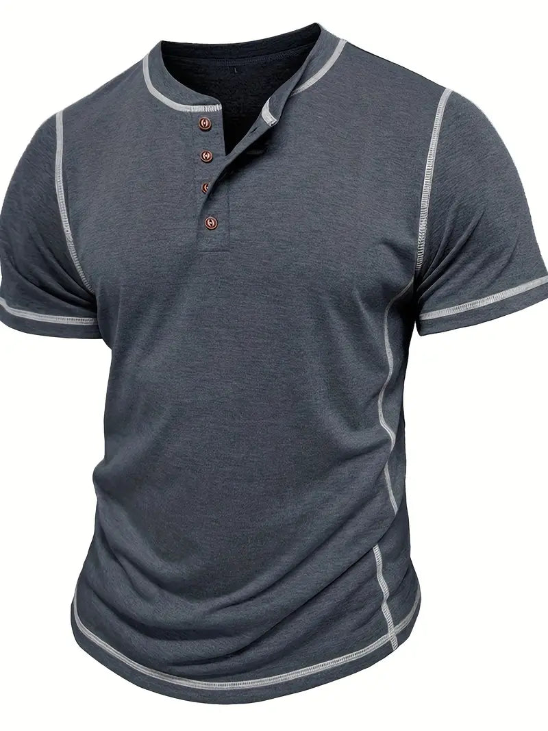 Orazio | Short Sleeve Henley Neck T-Shirt