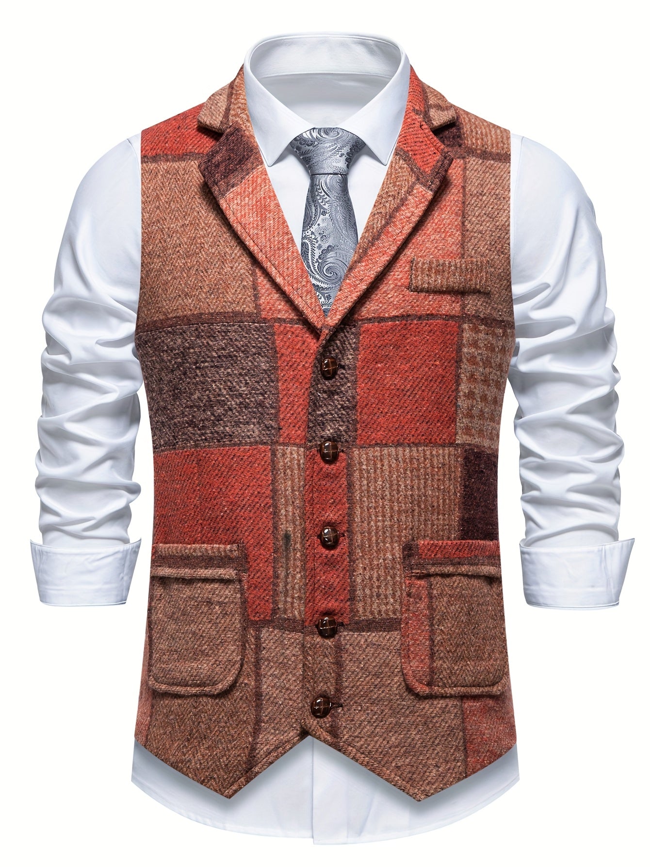 Saverse | Patchwork Tweed Style Waistcoat