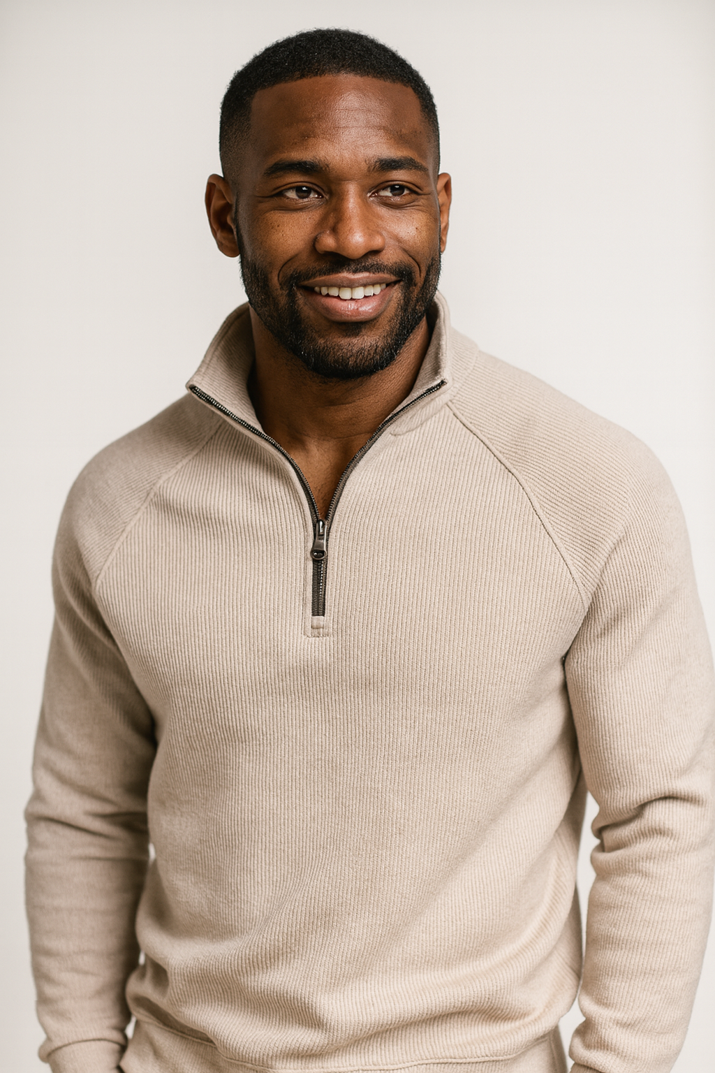Eduardo | Ribbed Jumper with Quarter Zip and Raglan Sleeves