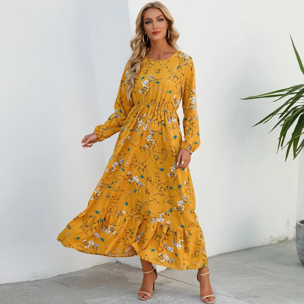 Trisha | Floral Print Maxi Dress Long Sleeves