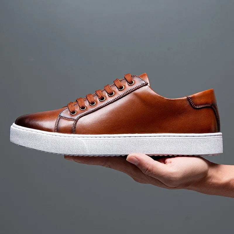 Leonell | Leather Lace-Up Low-Top Trainers