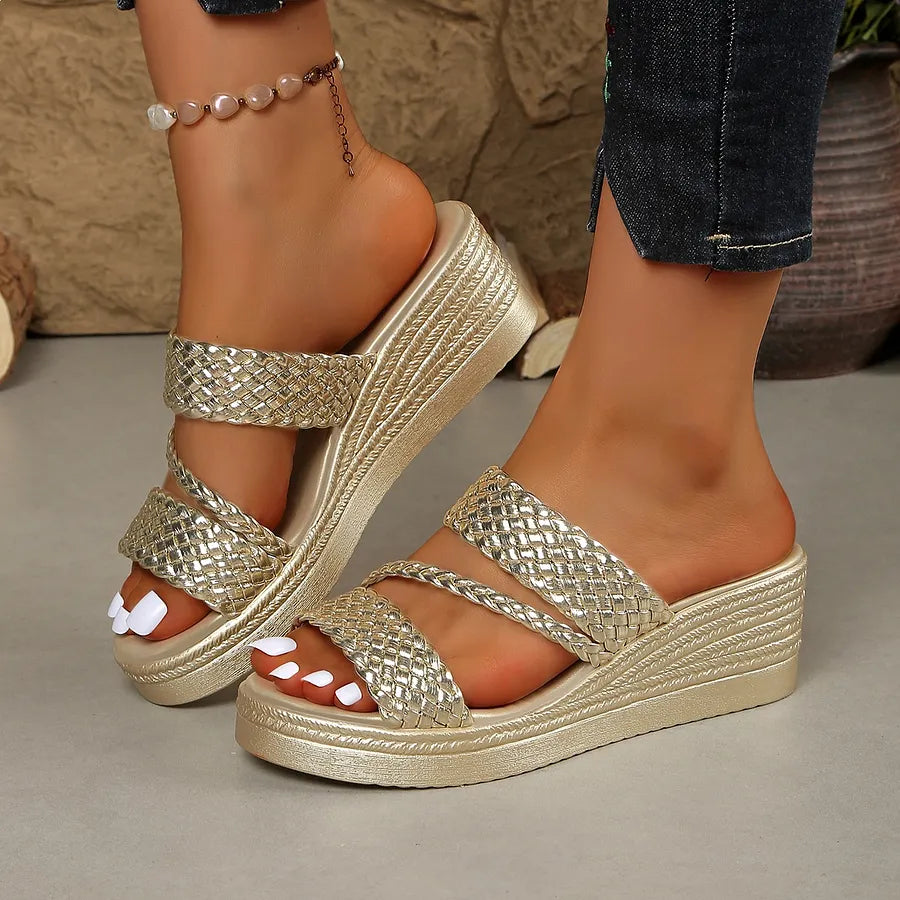 Kalwina - Wedge Braided Strap Sandals