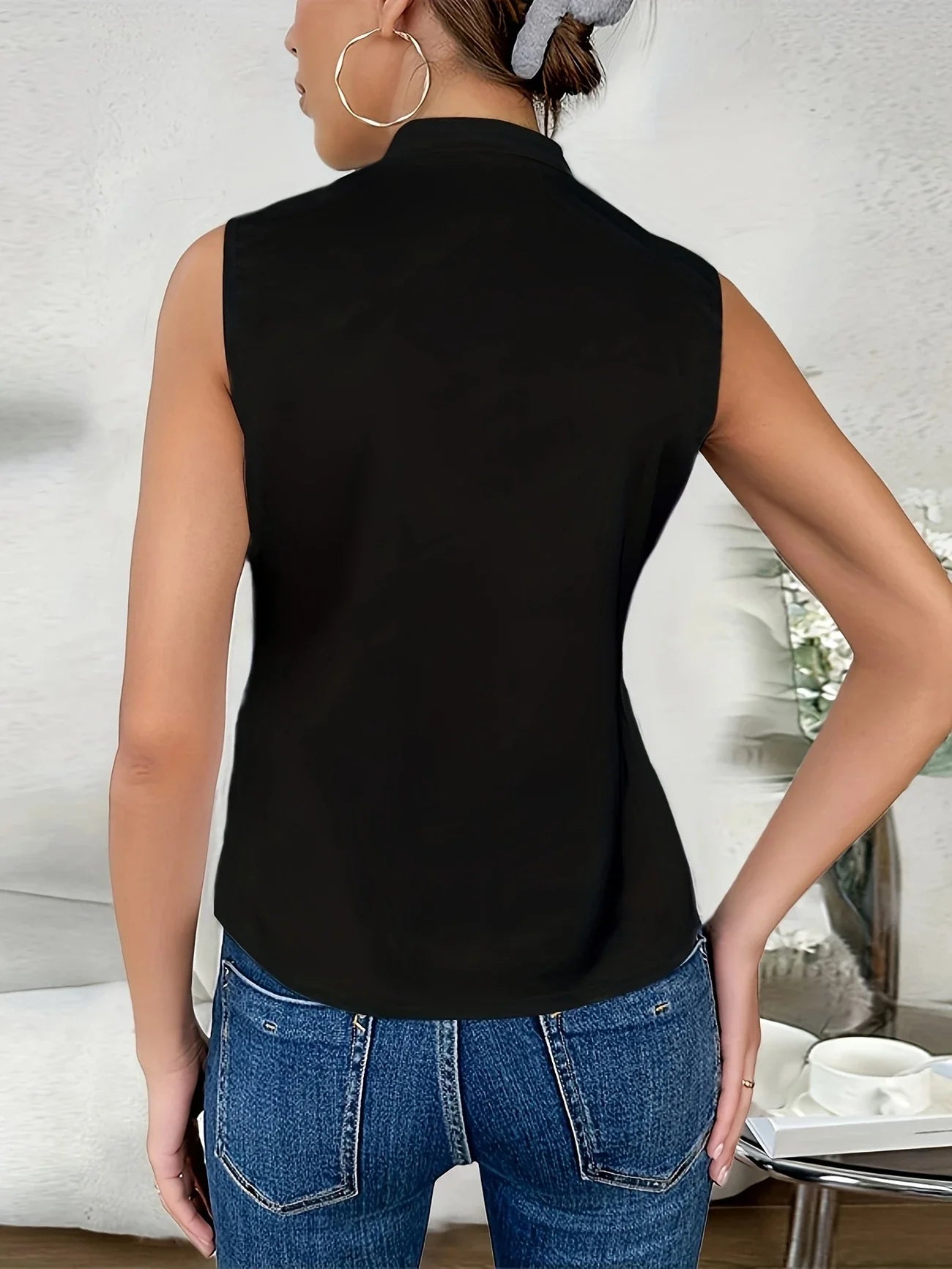 Cebulska | Sleeveless Wrap V-Neck Blouse Top