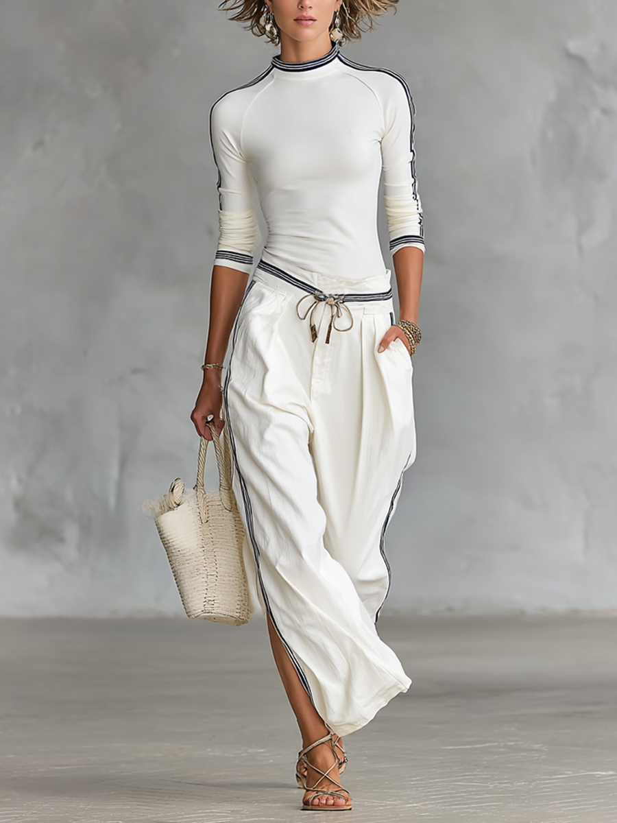 Tyssa | Contrast Stripe Two-Piece Co-ord Set