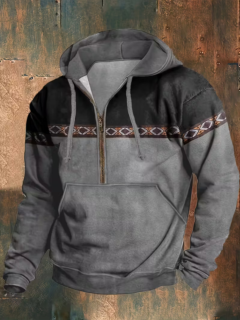 Hakan | Hooded Long Sleeve Half Zip Sweatshirt