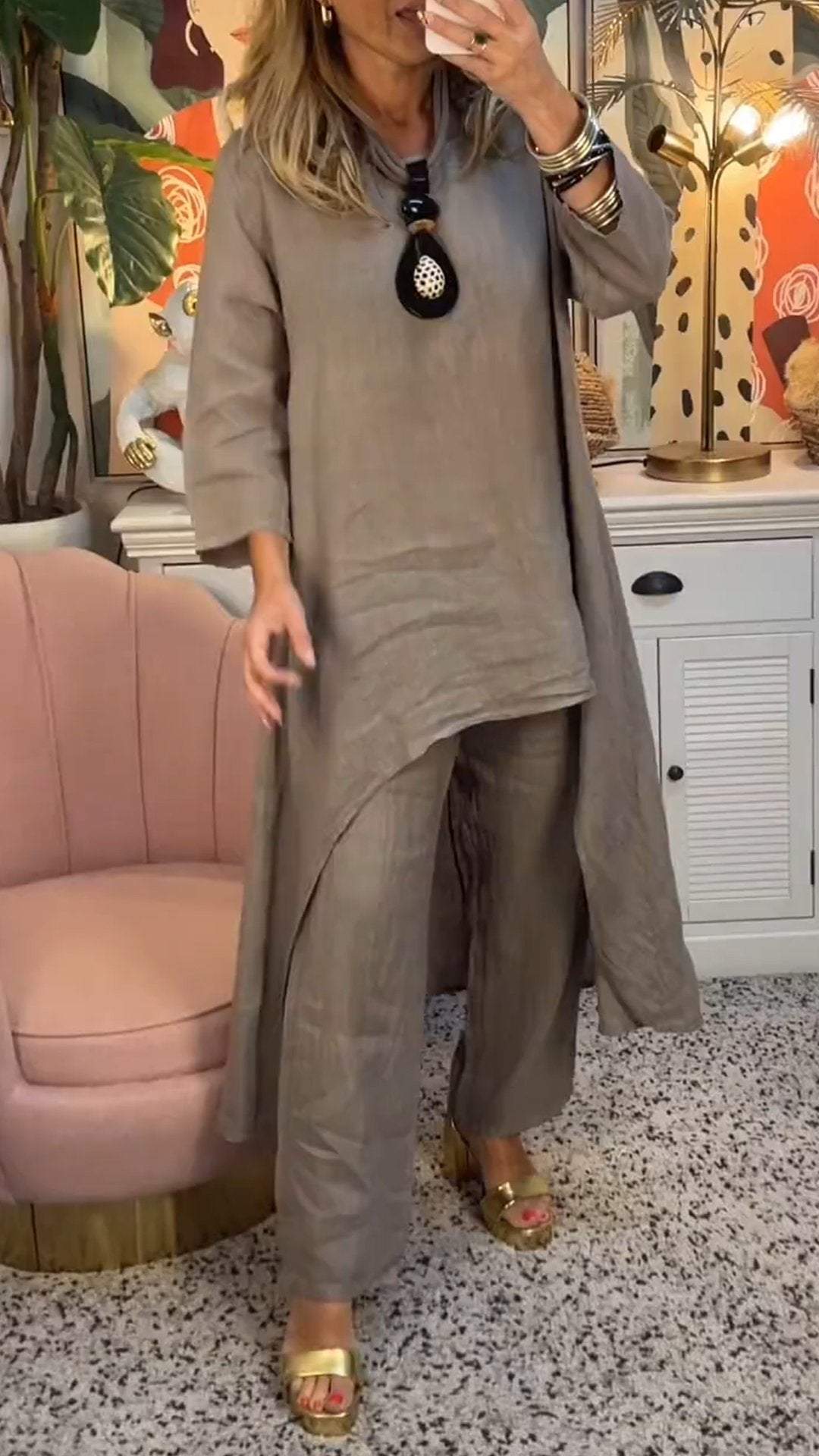 Maryla | Two Piece Asymmetric Tunic Trouser Set
