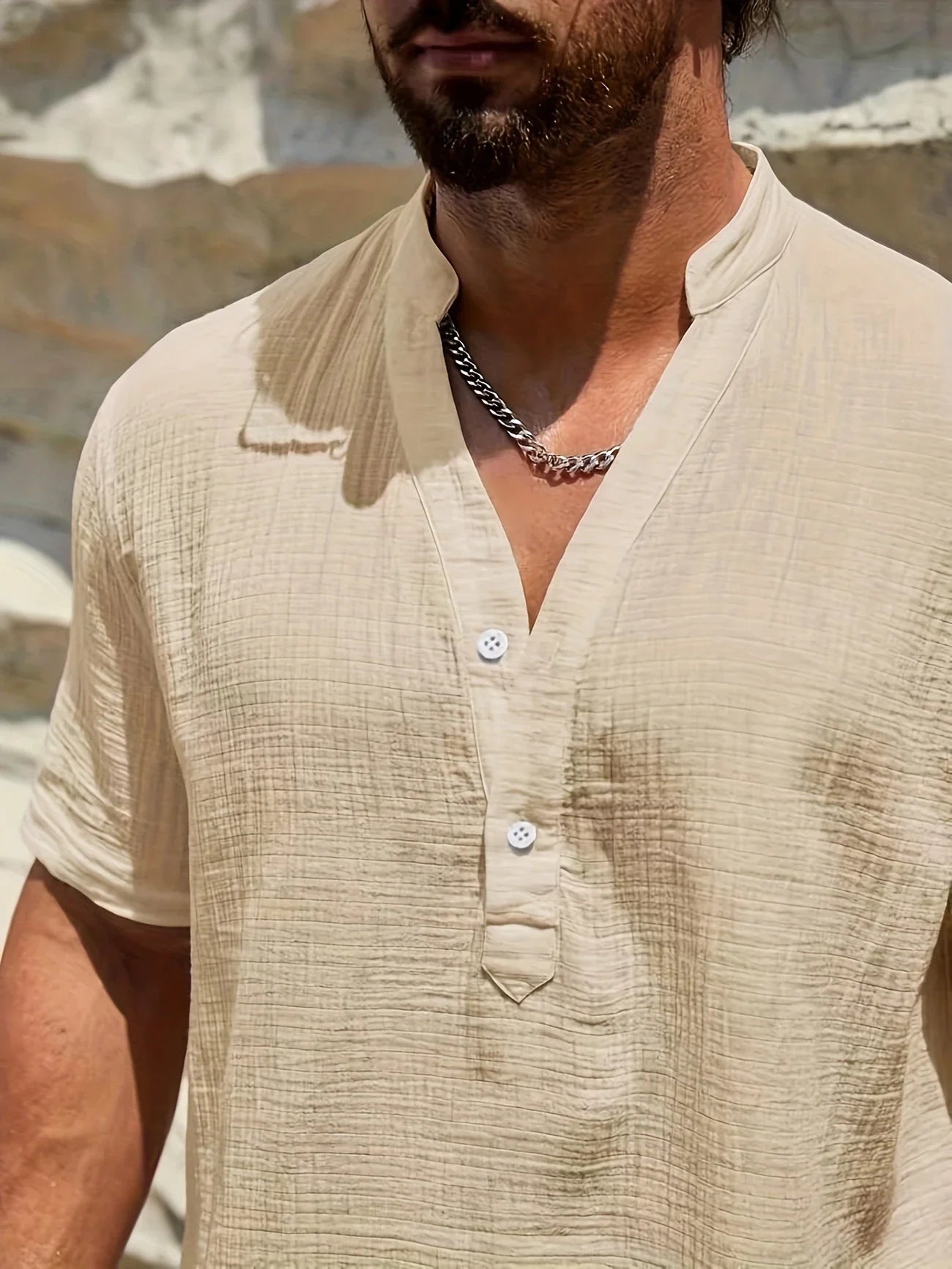 Sancho | Short Sleeve Stand Collar Shirt