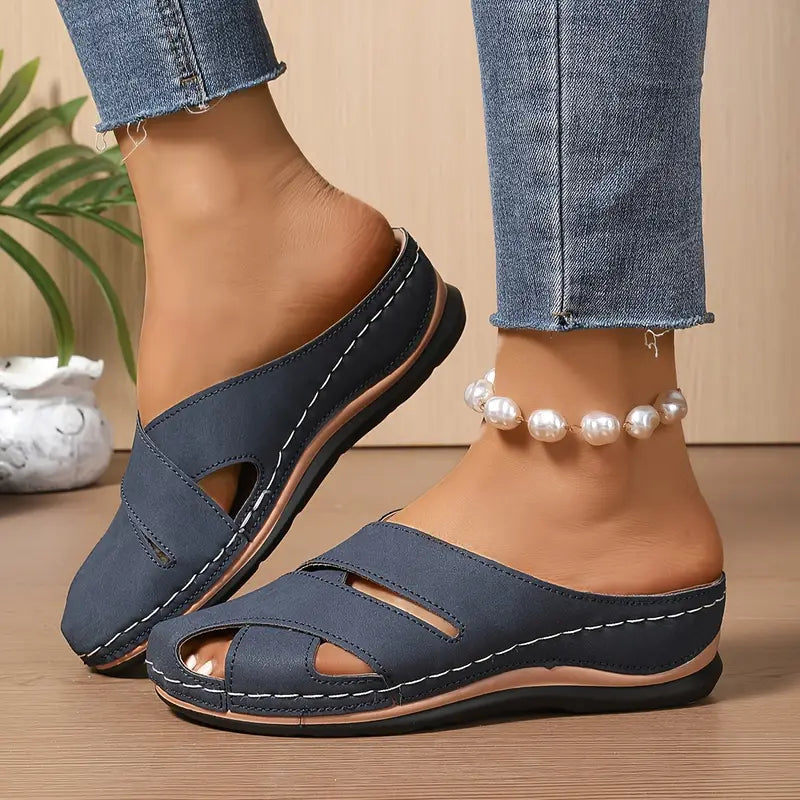Tereza | Round Toe Cut-Out Mule Sandals