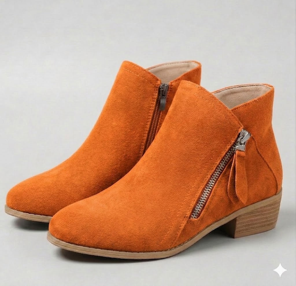 Arely | Ankle Boots with Side Zipper and Block Heel