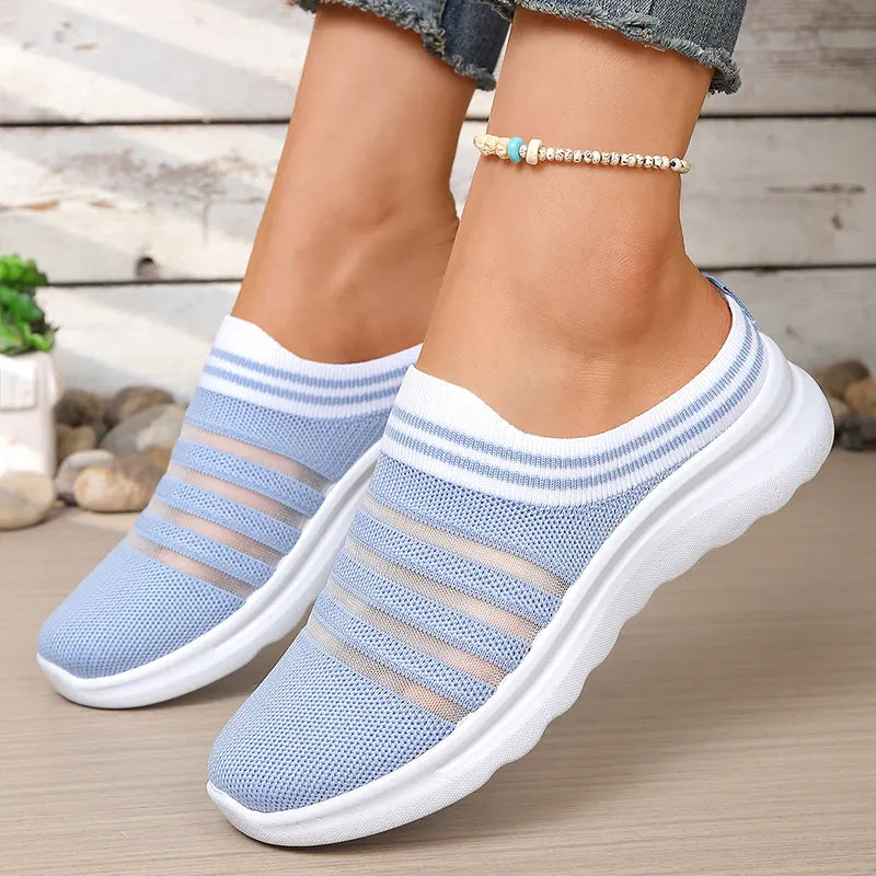 Aleyda | Slip On Striped Knit Casual Trainers