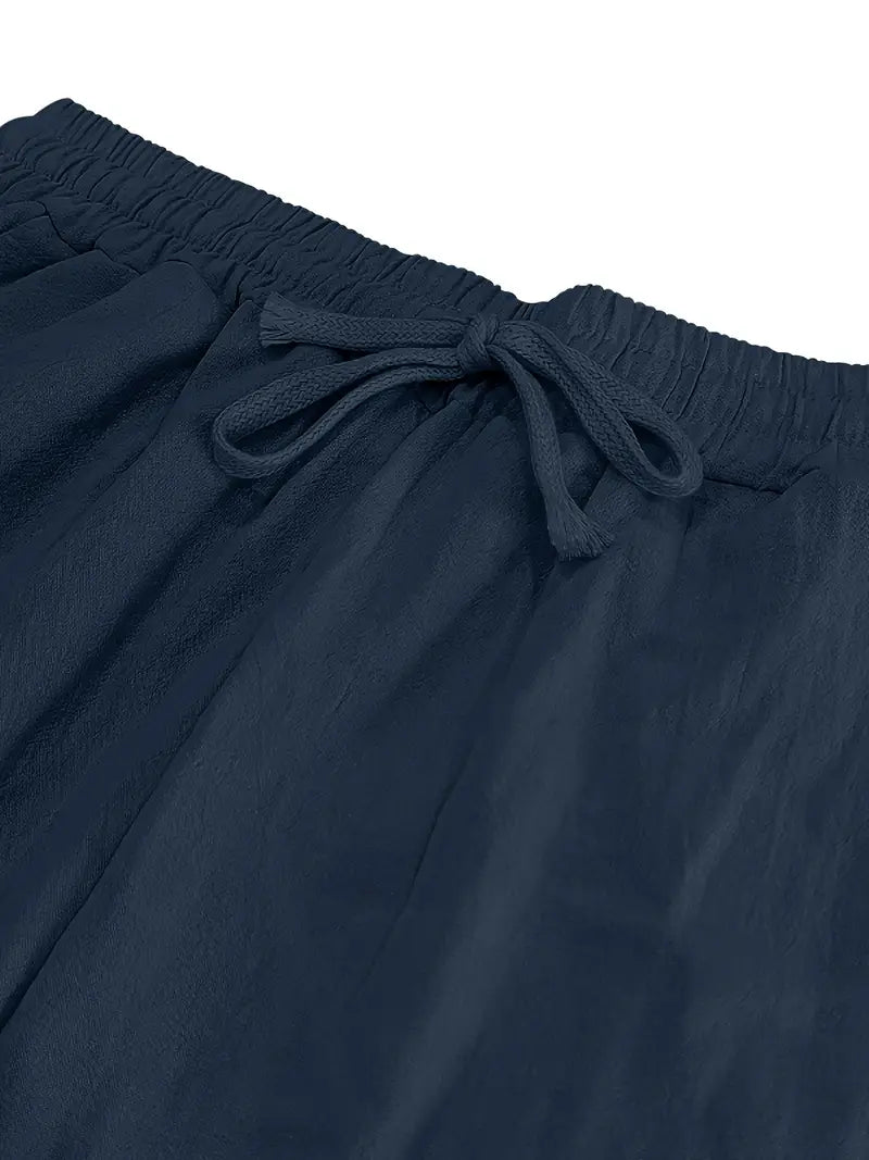 Babaev | Drawstring Wide Leg Linen-Style Trousers