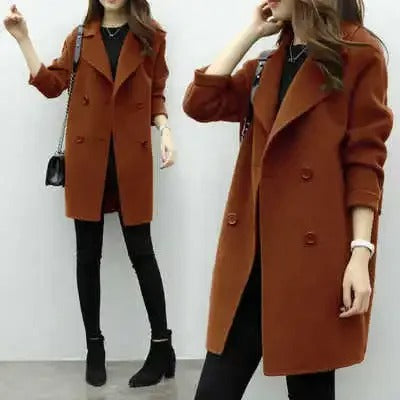 Katherene | Double-Breasted Long Sleeve Lapel Coat