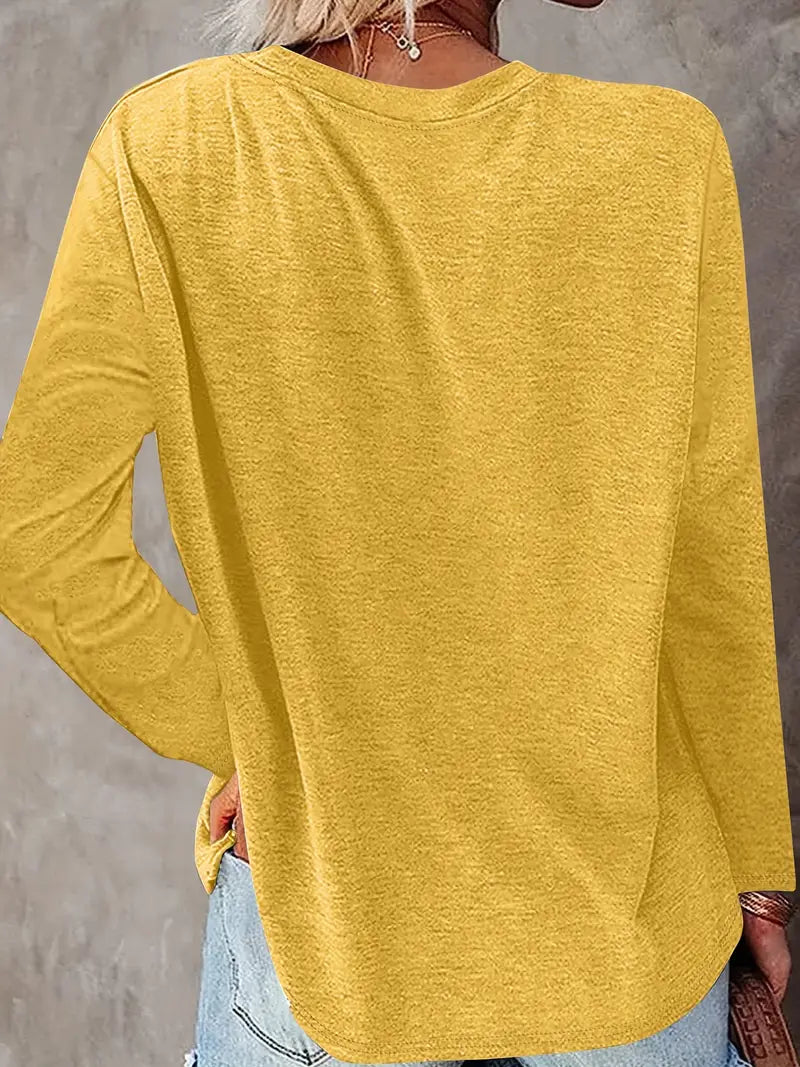 Levine | Long Sleeve Sunflower Print Tunic Top
