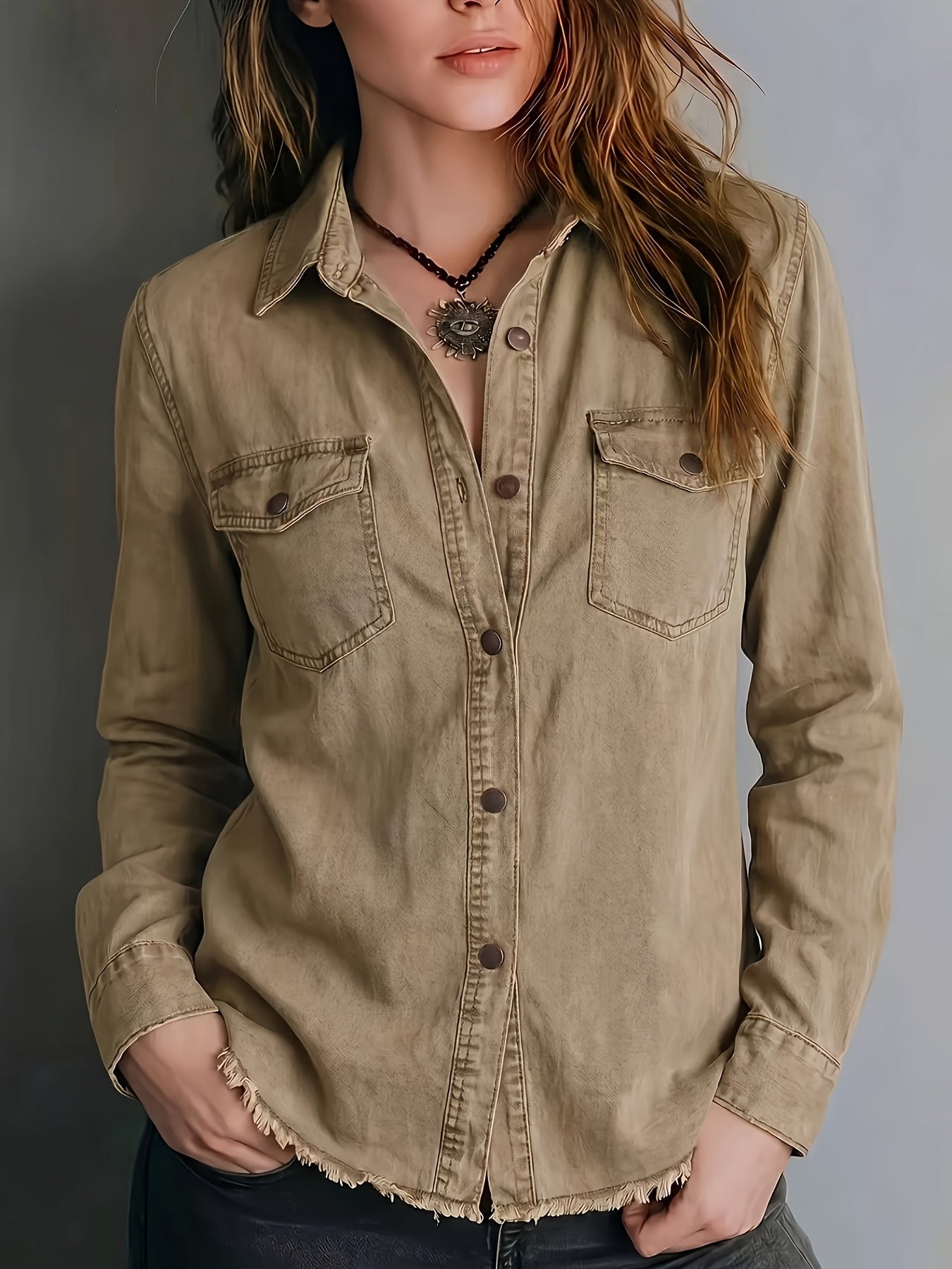 Blazka | Long Sleeve Button Front Shirt with Pockets