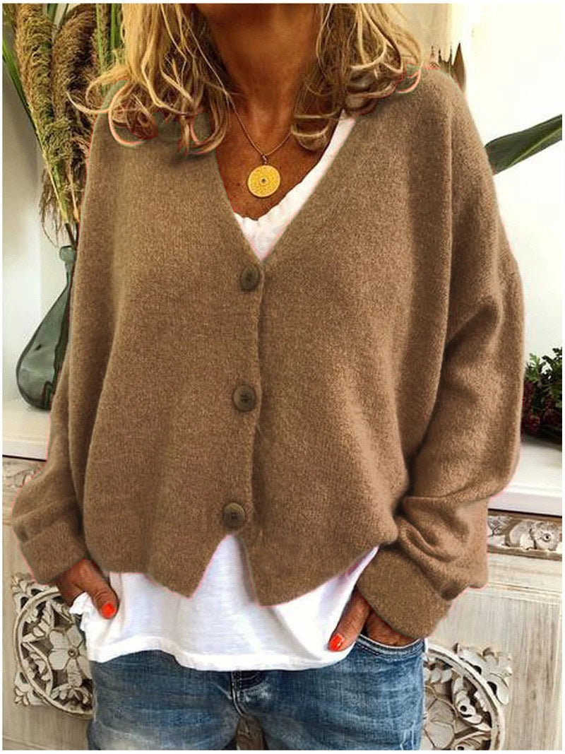 Monique | Button-Front V-Neck Knitted Cardigan