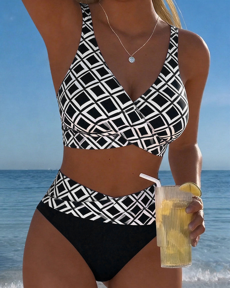 Roxy | Diamond Pattern Two Piece Swimsuit