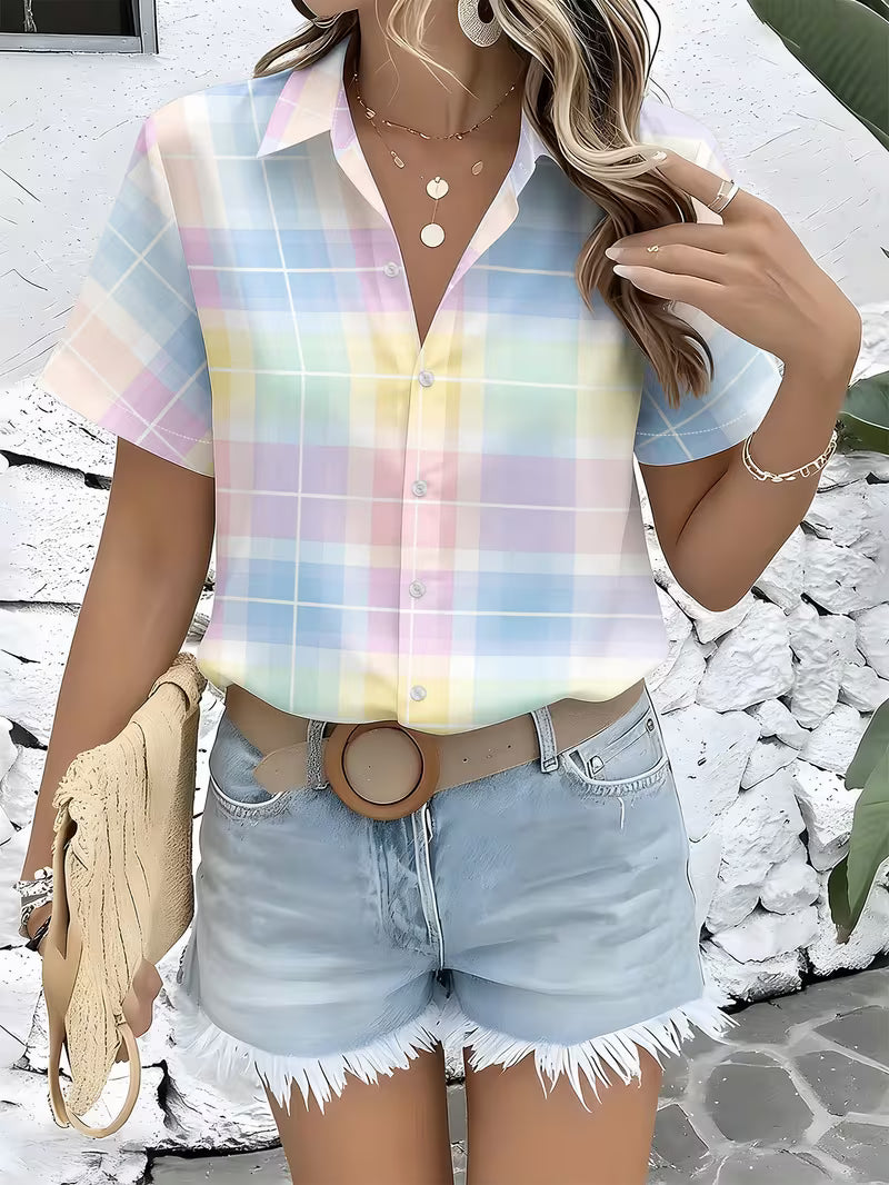 Harrell | Pastel Plaid Short Sleeve Button Shirt