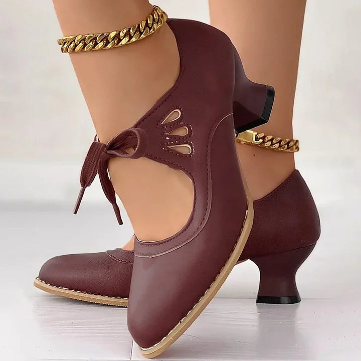 Zydrune | Cut Out Block Heel Court Shoes