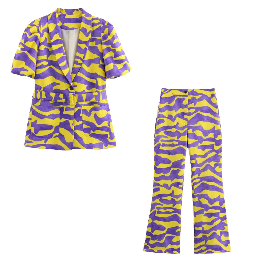 Missy | Printed Puff Sleeve Belted Trouser Co-ord