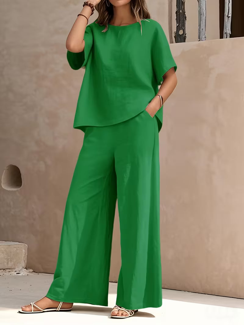 Josy | Trouser Set with Short-Sleeve Relaxed Top