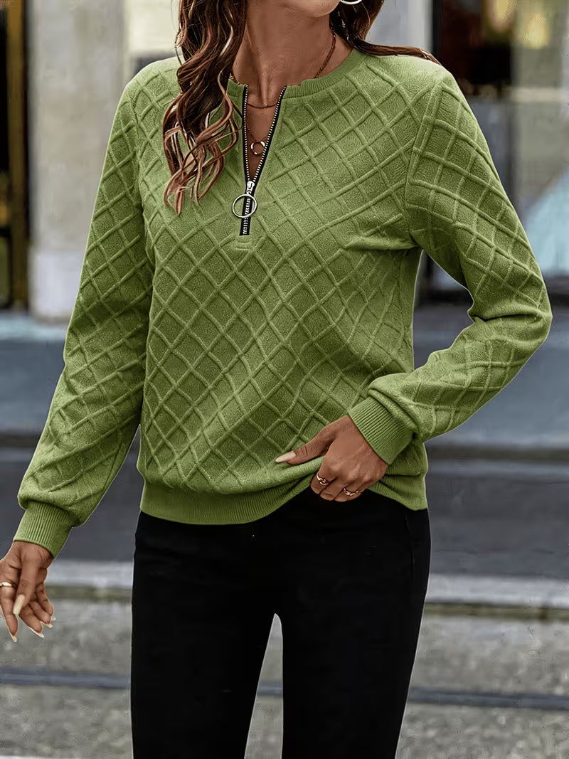Juliet | Sweatshirt Long Sleeve Textured Quarter Zip Neck