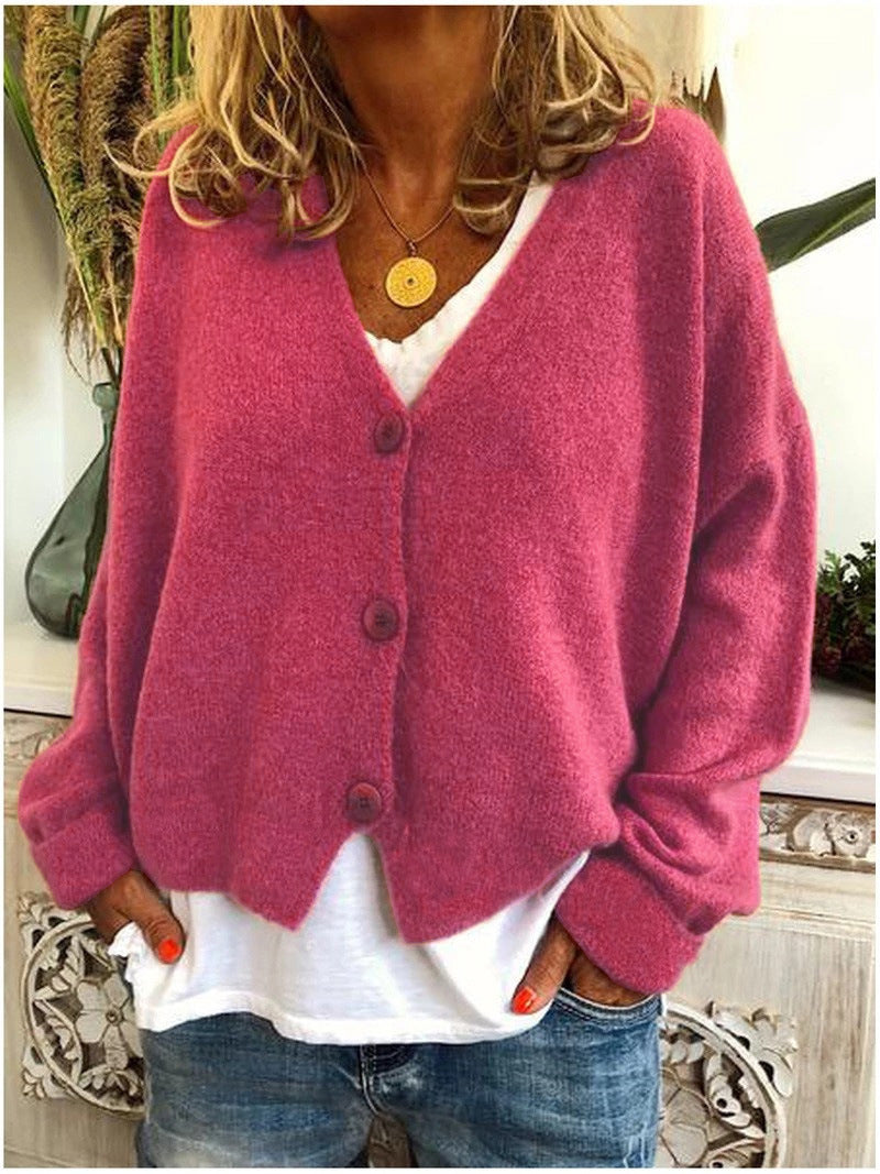 Monique | Button-Front V-Neck Knitted Cardigan