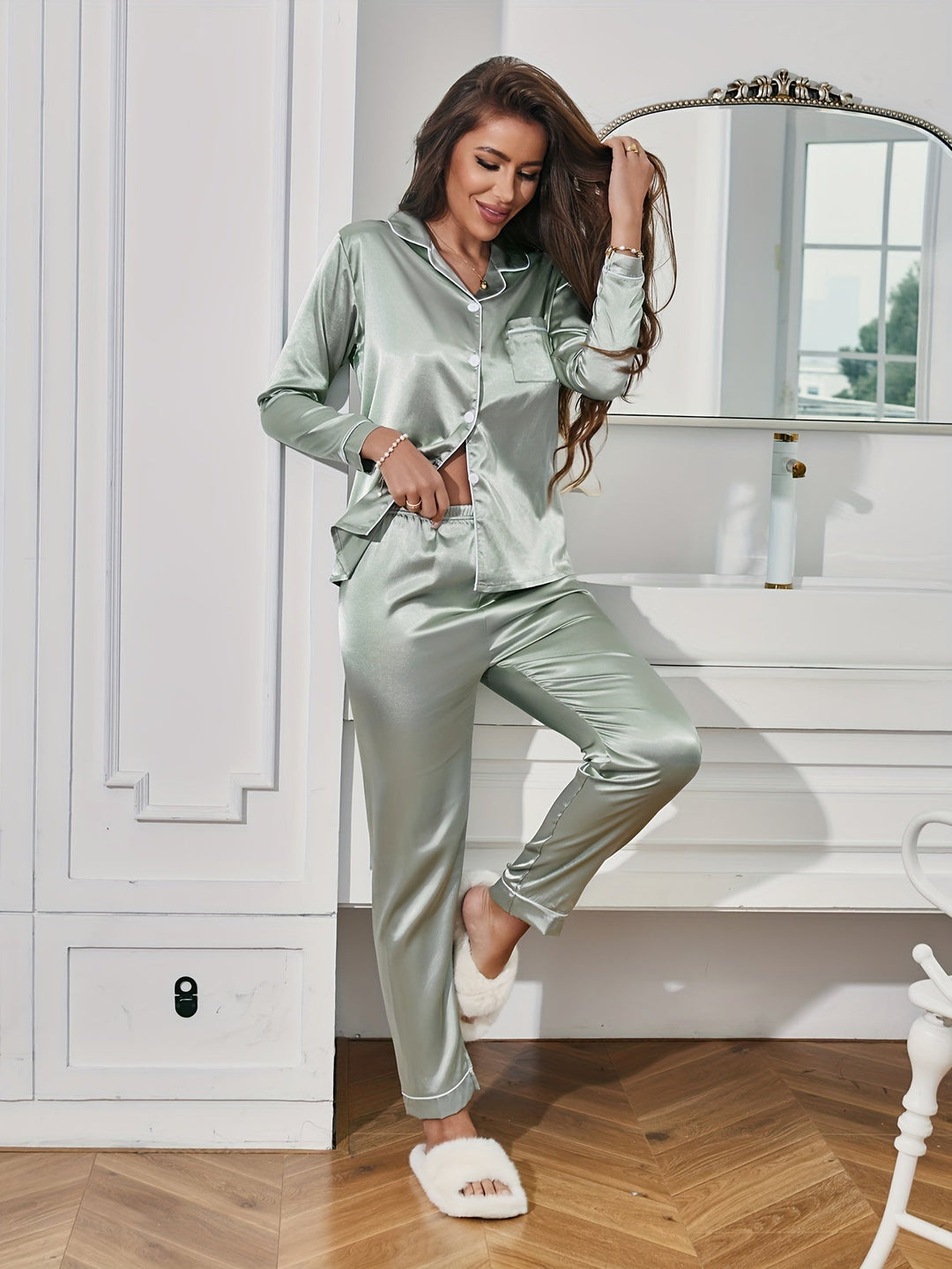 Femke | Pajama Set with Long Sleeves and Piping