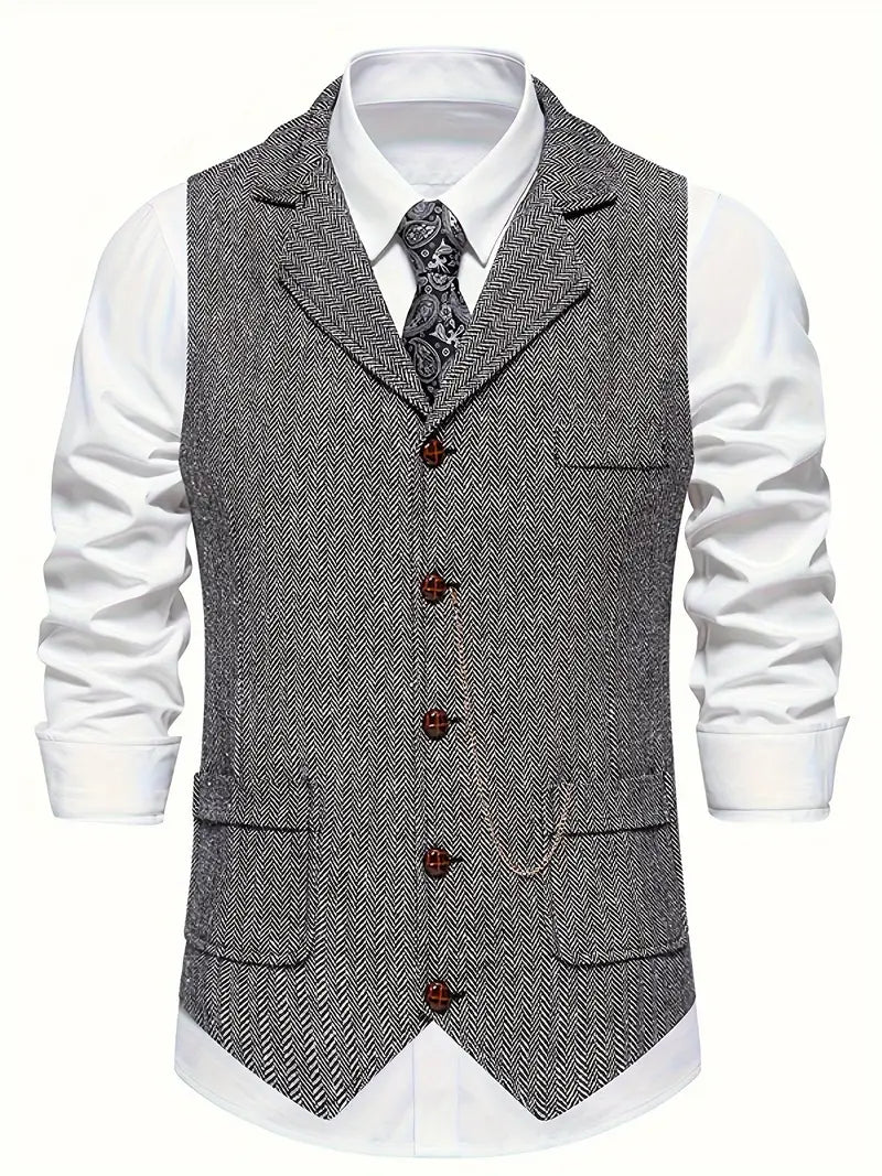 Ferry |  Herringbone Button Front Waistcoat