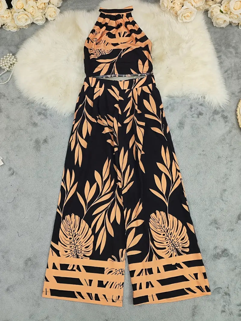 Zirina | Tropical Print Halter Two Piece Set