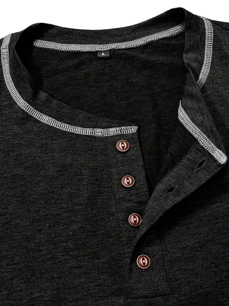 Orazio | Short Sleeve Henley Neck T-Shirt