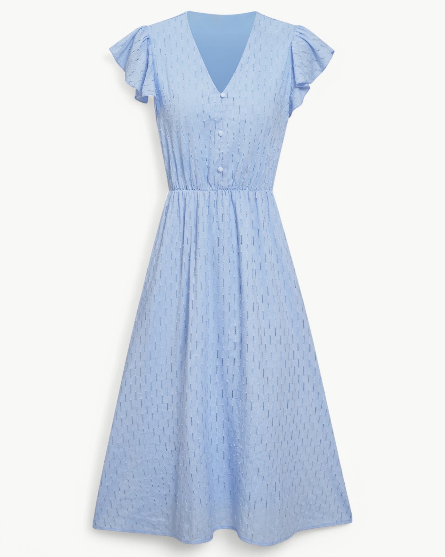 Julieta | Midi Dress V Neck Ruffle Sleeve