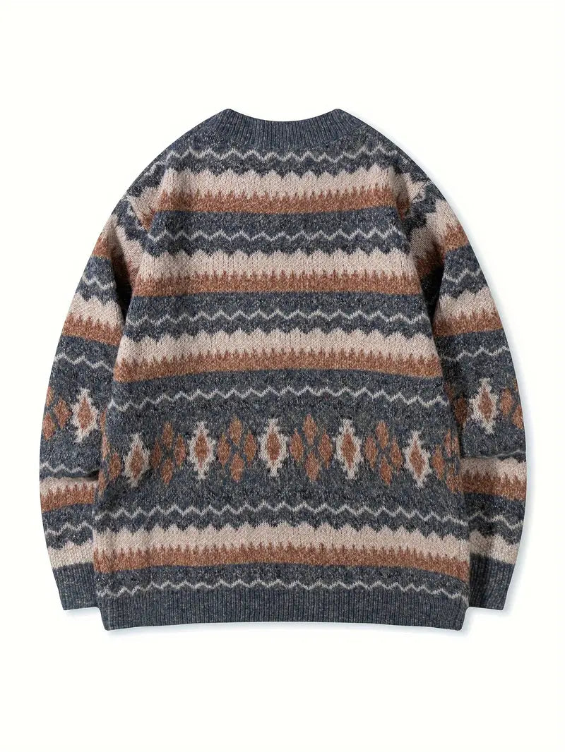 Hartman | Crew Neck Geometric Knitted Sweater