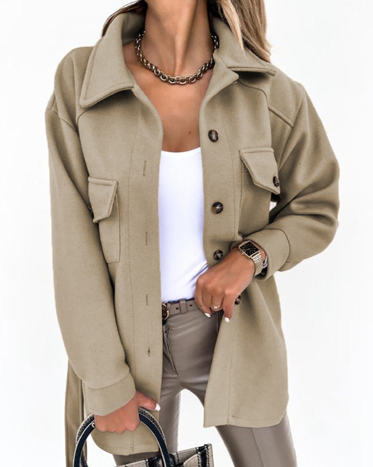 Vicky | Oversized Button Front Shacket With Pockets