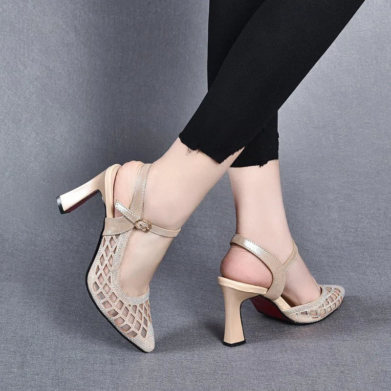 Henriette | Sandals with High Heel and Lattice Toe