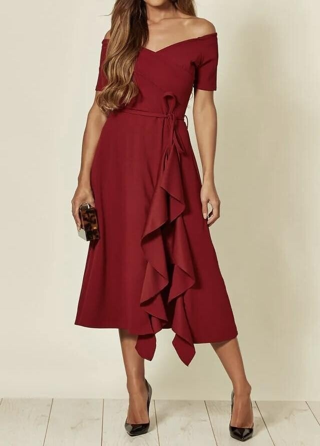 Valerie | Dress Off Shoulder Ruffle Wrap Hem