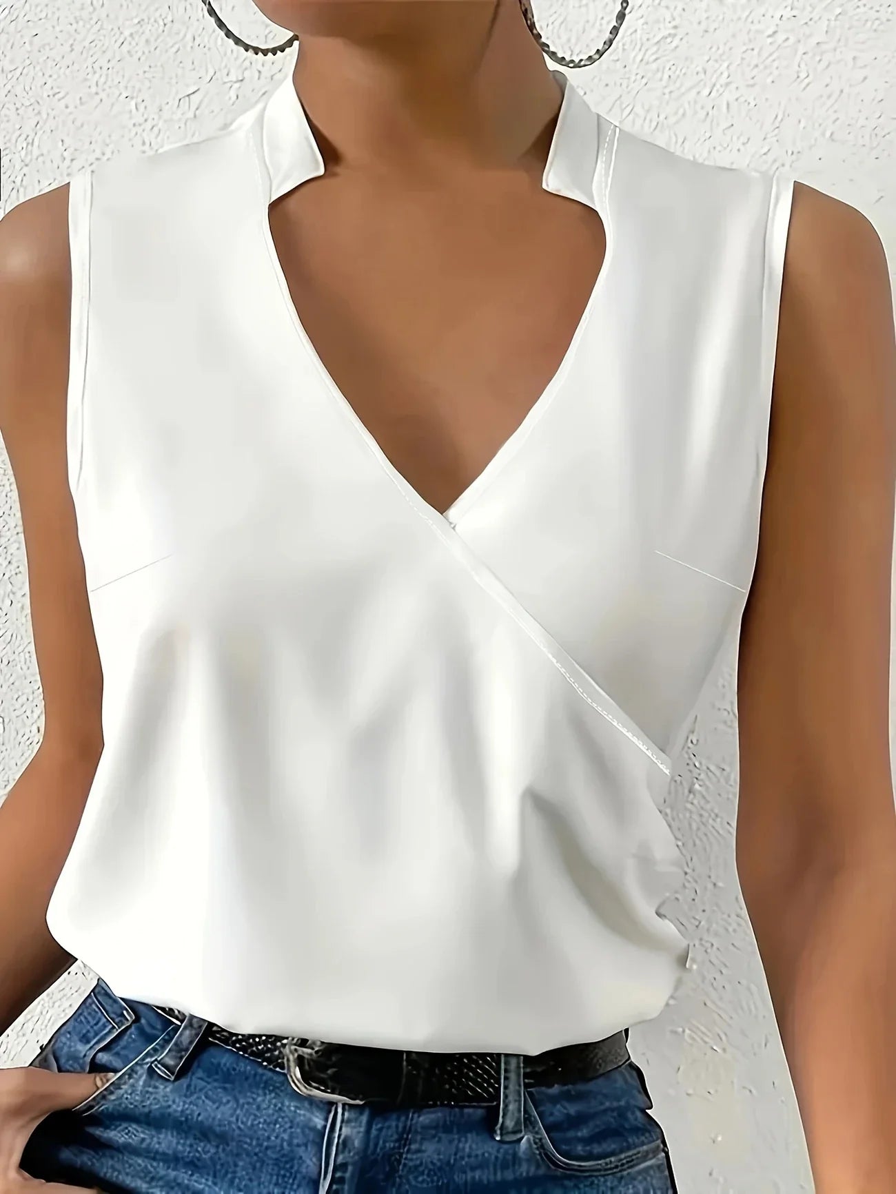 Cebulska | Sleeveless Wrap V-Neck Blouse Top
