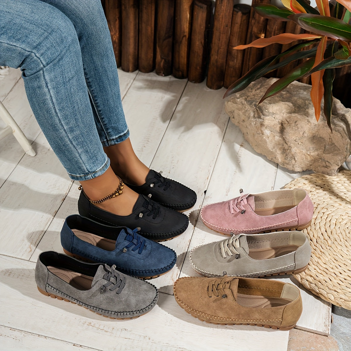 Zakiya - Suede Style Lace Up Loafers