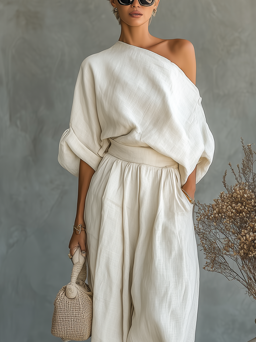 Abira - Off Shoulder Top Wide Leg Set