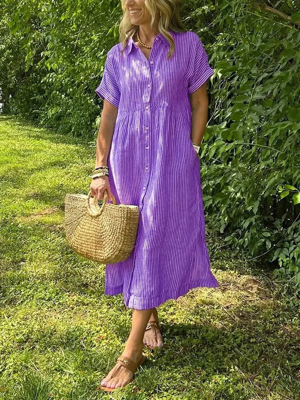 Samara | Striped Short Sleeve Shirt Dress