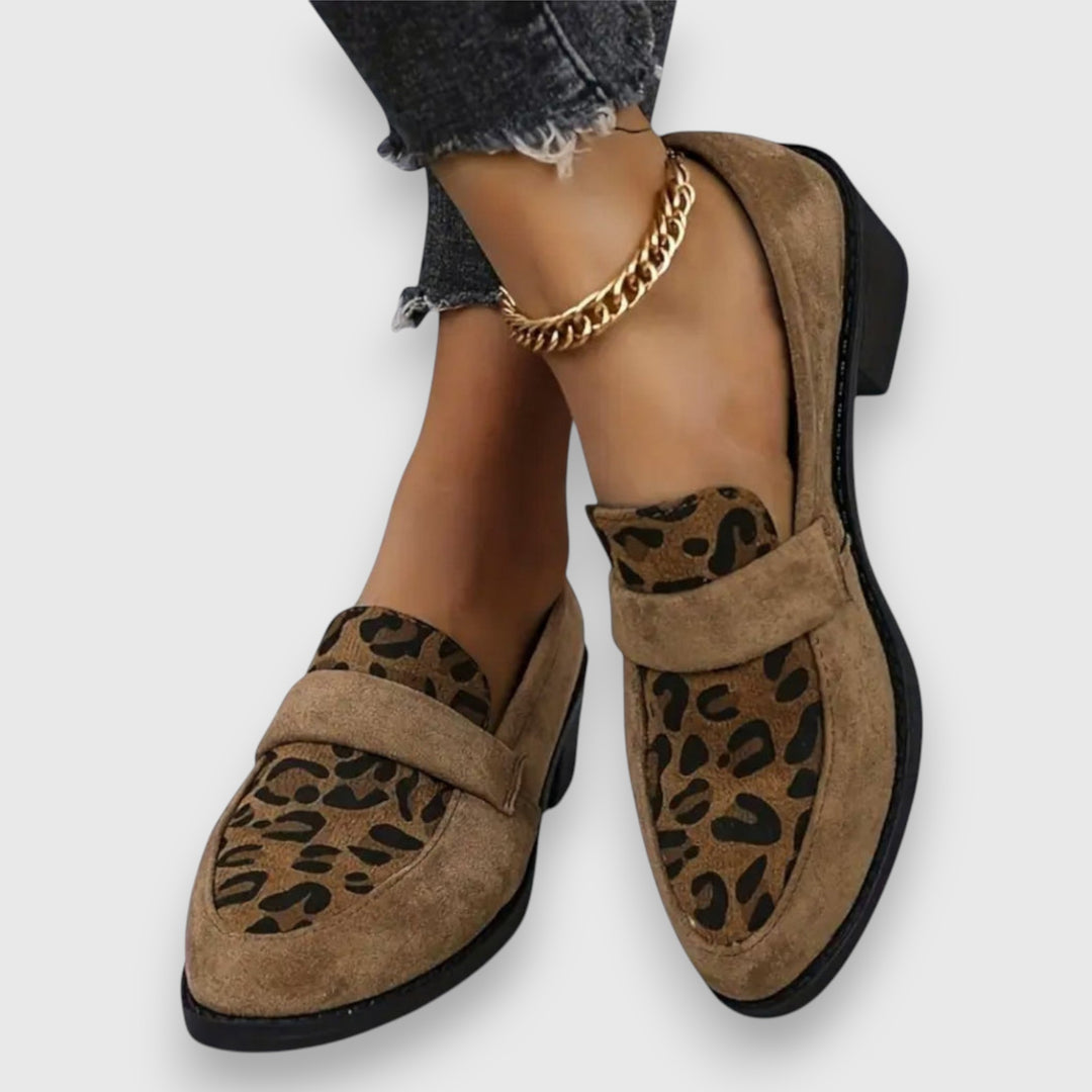 Lucyna | Leopard Print Block Heel Loafers
