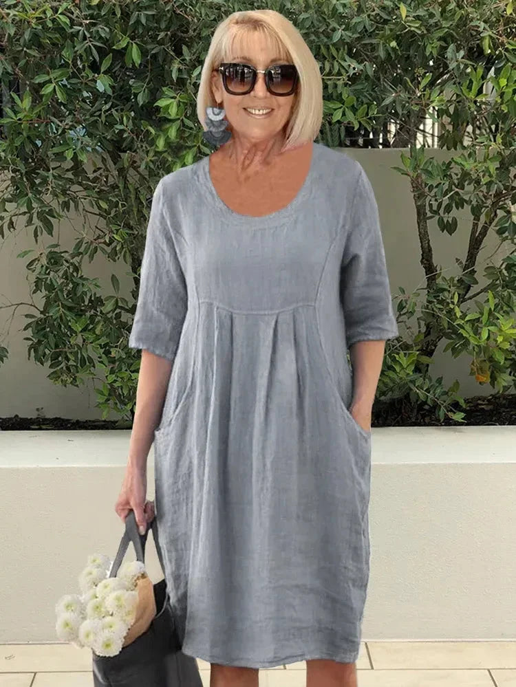 Devyn | Relaxed Pocket Midi Dress with Half Sleeves