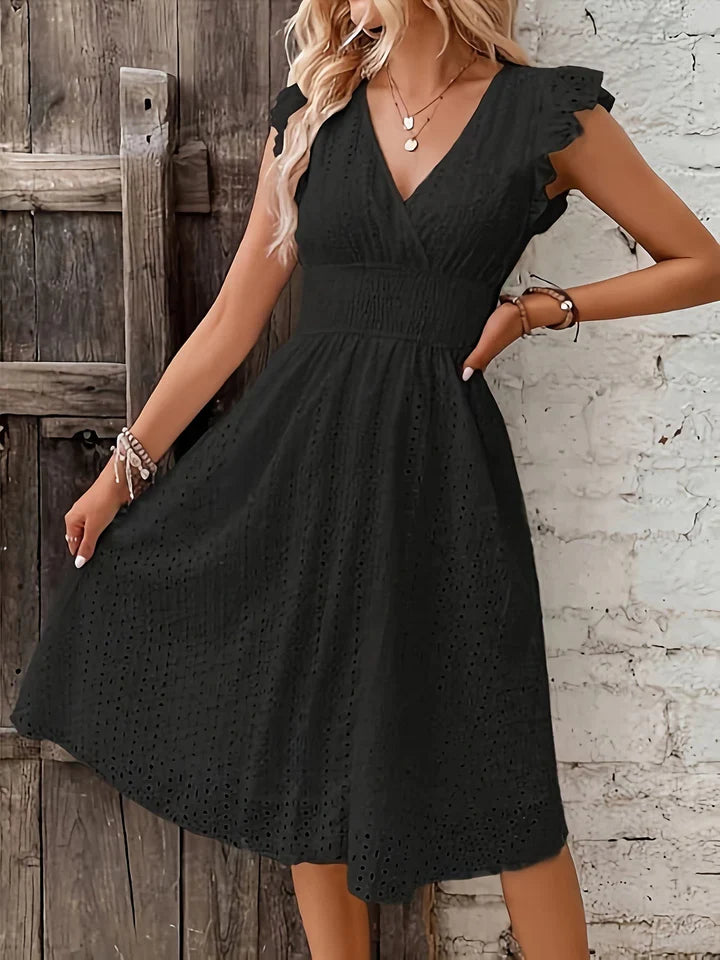 Tsami | Broderie V-Neck Midi Summer Dress