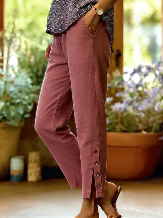 Kileza | Button Hem Loose Fit Trousers